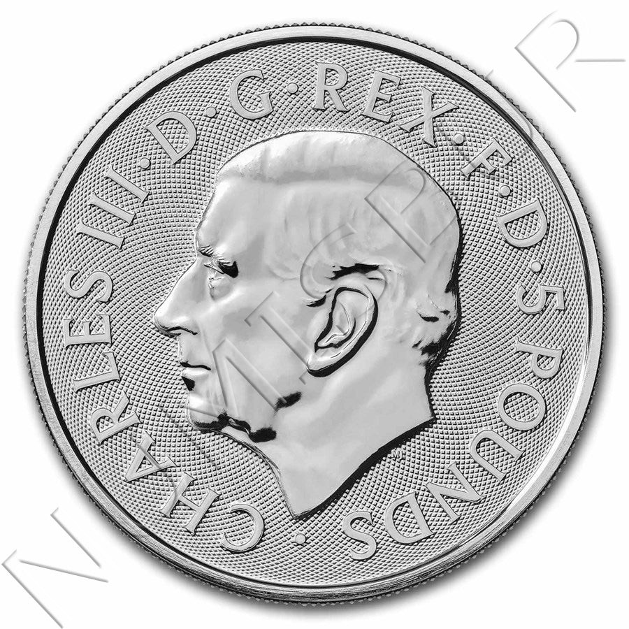 5 libras REINO UNIDO 2024 - Unicornio 2 onzas plata pura