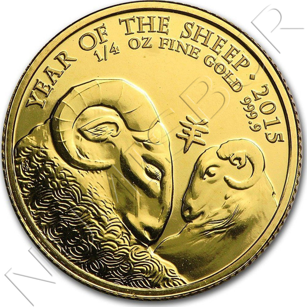25 libras REINO UNIDO 2015 - Año de la oveja 1/4 oz oro