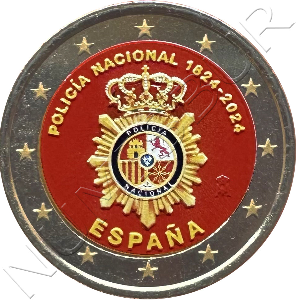 2 euros ESPAÑA 2024 - 200 aniversario Policía Nacional (COLOR)