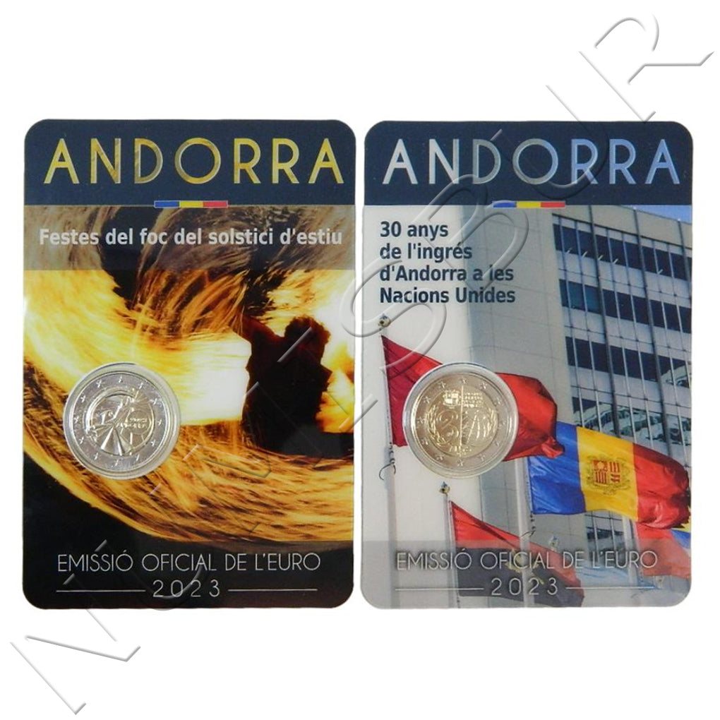 2 euros ANDORRA 2023 - 30 Aniversario del ingreso de Andorra en la ONU y Fiestas del fuego del solsticio de verano