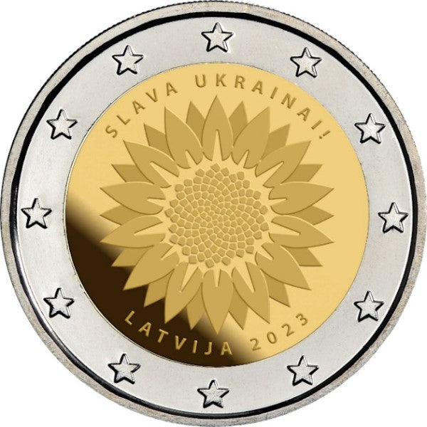 2 euros LETONIA 2023 - Girasol de Ucrania