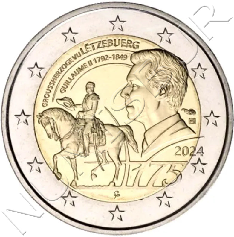 2 euros LUXEMBURGO 2024 - 175 Aniversario de la Muerte del Gran Duque Guillermo II