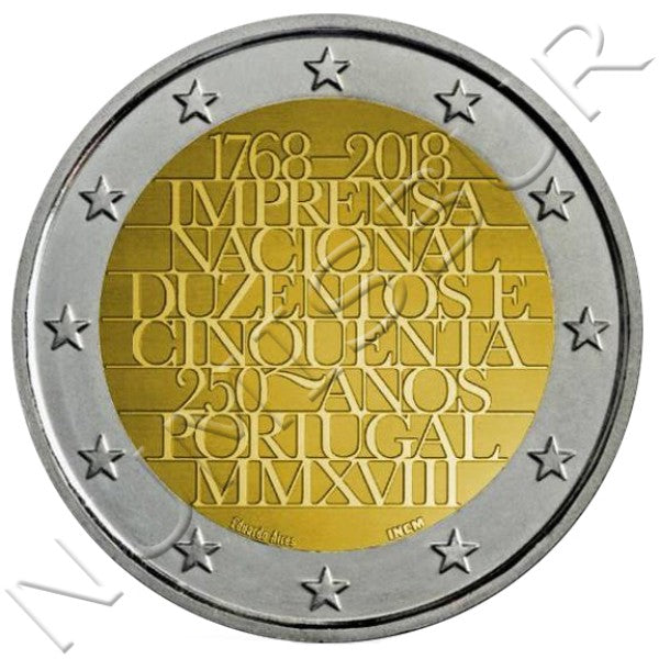 2 euros PORTUGAL 2018 - 250 Años de la Oficina Nacional de Imprenta