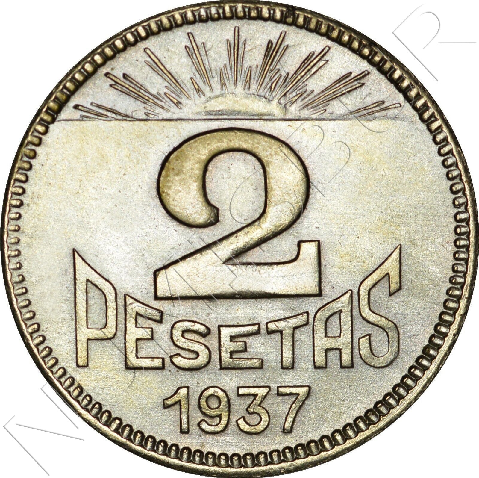 2 pesetas ESPAÑA 1937 - Consejo Asturias y León S/C
