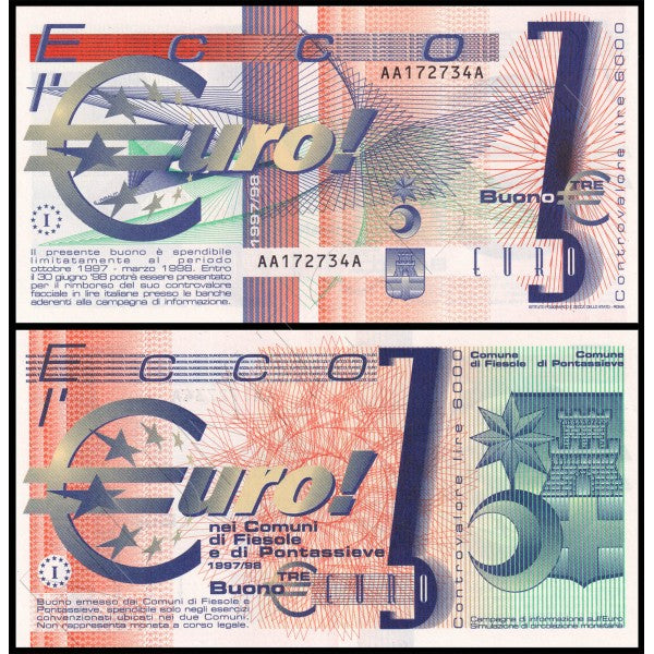 3 euros ITALIA 1997 - 1998 = Convertible 6000 liras