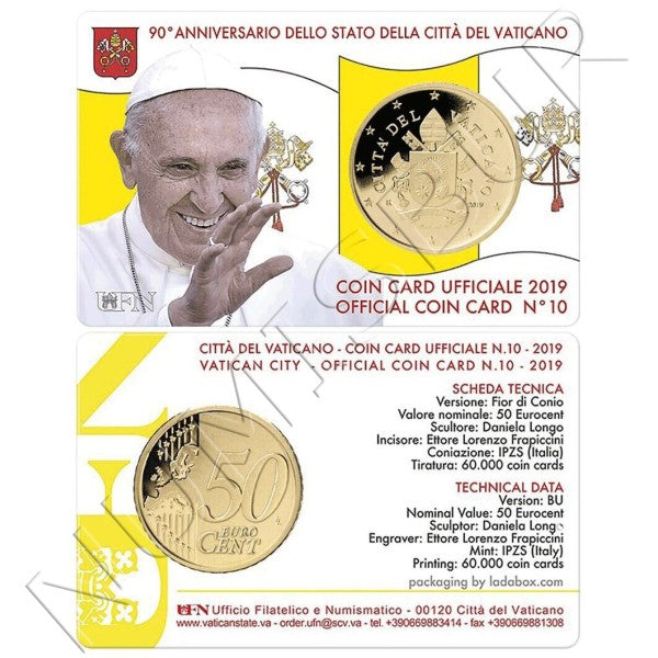 50 centimos VATICANO 2019 - Official coin card Nº 10
