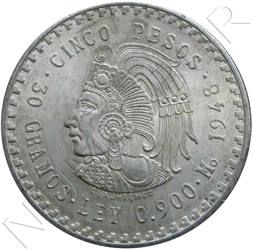 5 pesos MEXICO 1948 - 30 g plata .900mm