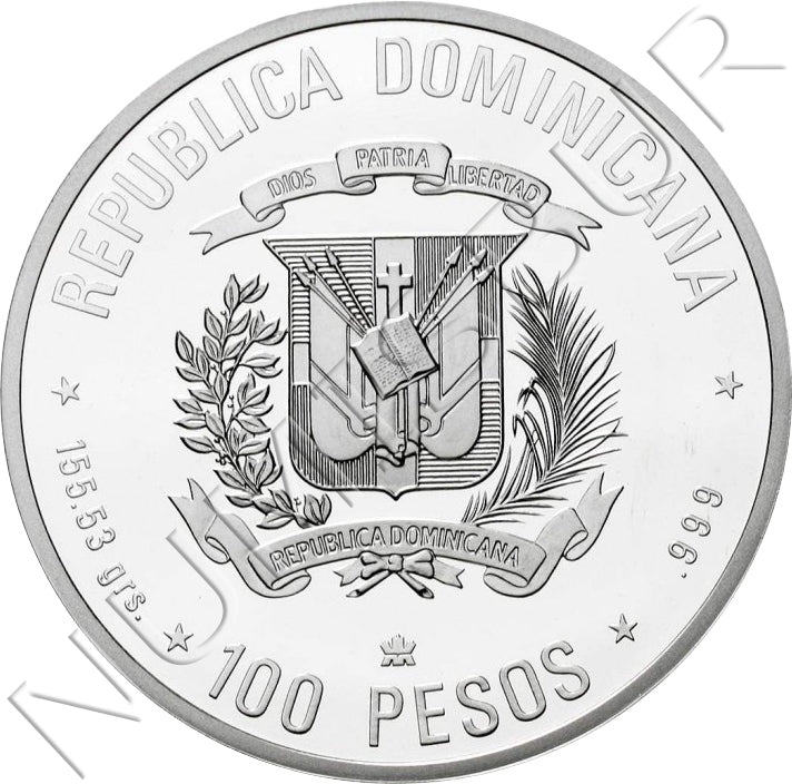 100 pesos REPÚBLICA DOMINICANA 1989 -  V CENTENARIO DEL DESCUBRIMIENTO Y EVANGELIZACION DE AMERICA