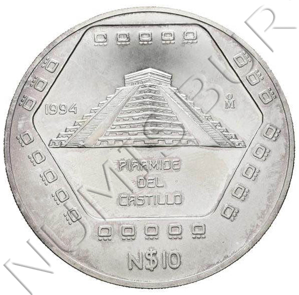 10 nuevos pesos MEXICO 1994 - Pirámide del Castillo (5 OZ)