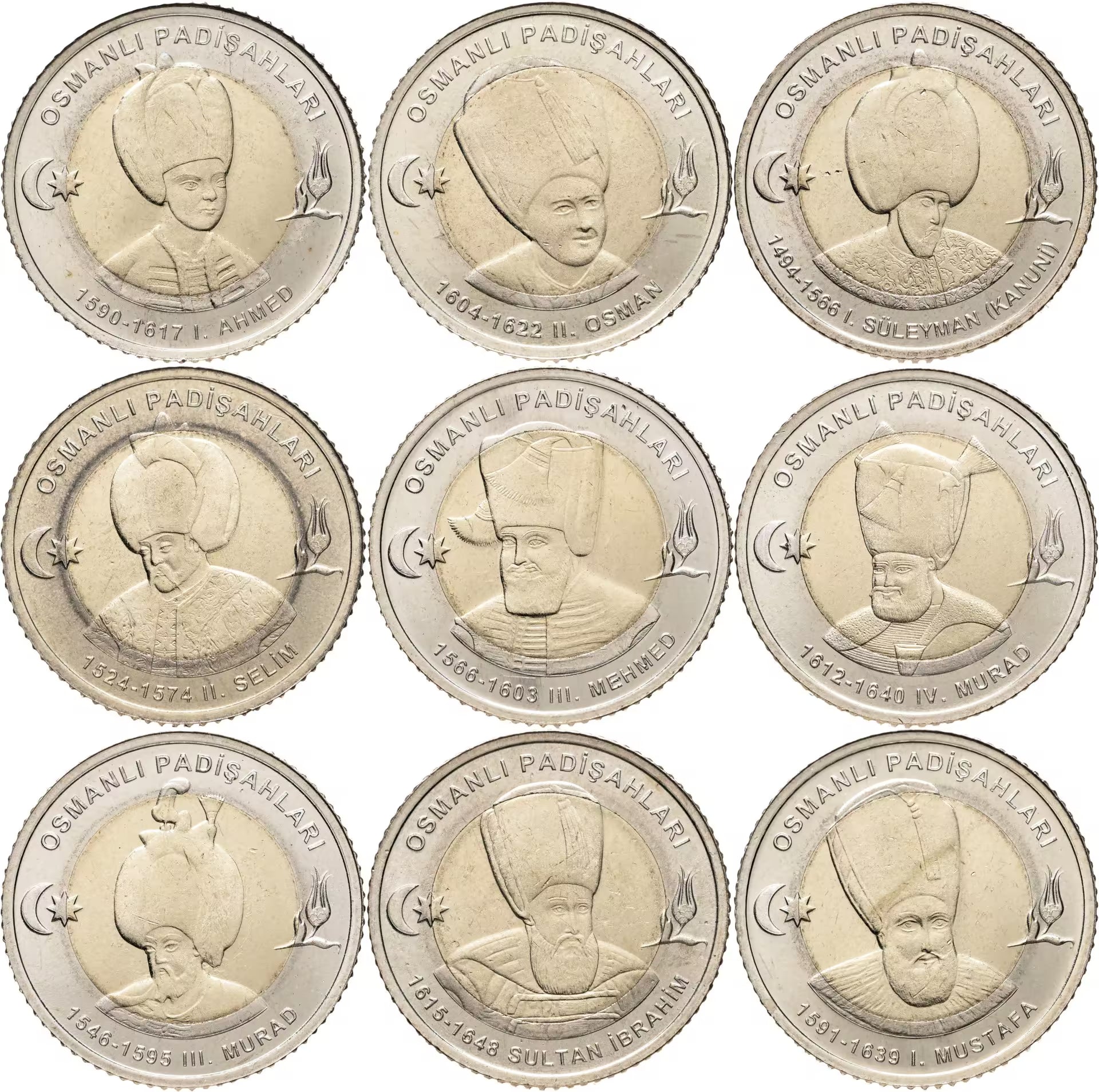 TURQUIA Juego de 9 monedas de Turquía de 1 lira  2025 