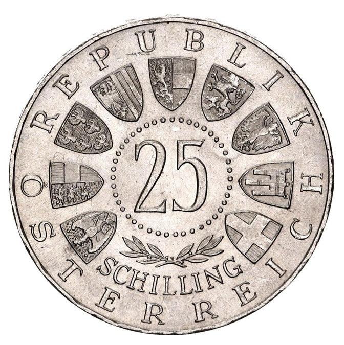 AUSTRIA 25 schilling plata 1962 Anton Bruckner