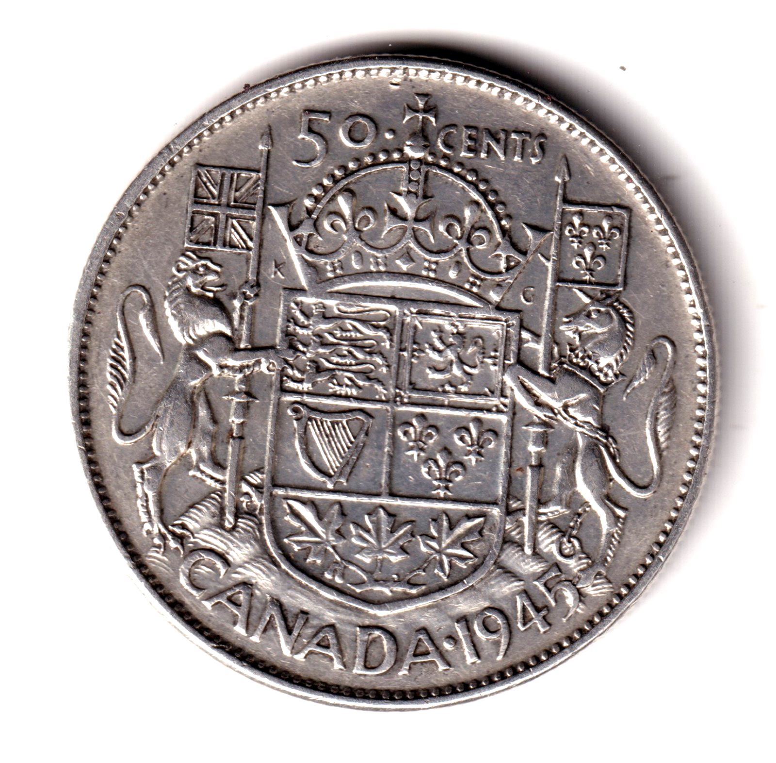 50 cents plata CANADA 1945 Rey Jorge VI