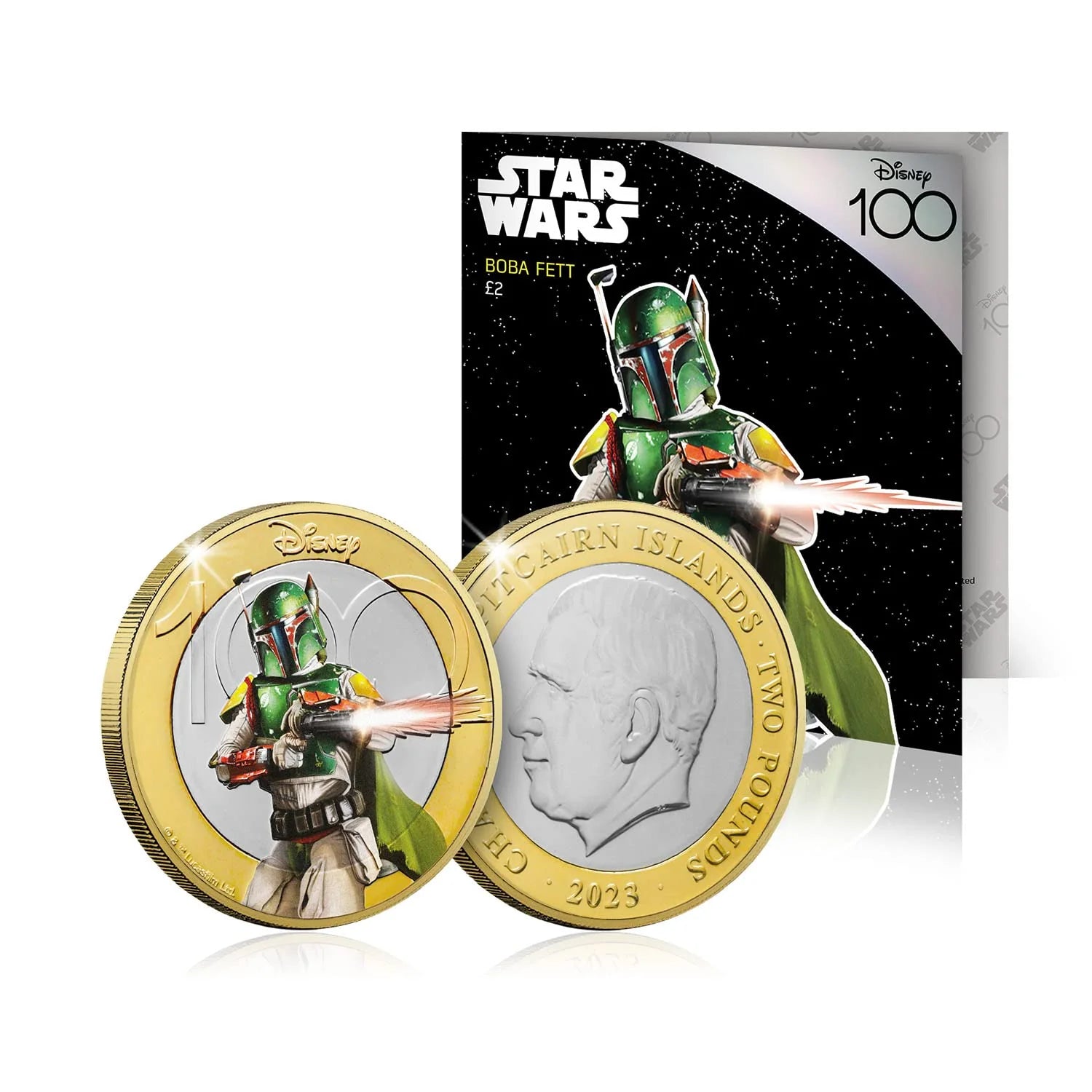 Islas Pitcairn 2 libras, 2023 100 Aniversario de Disney - Star Wars. Boba Fett