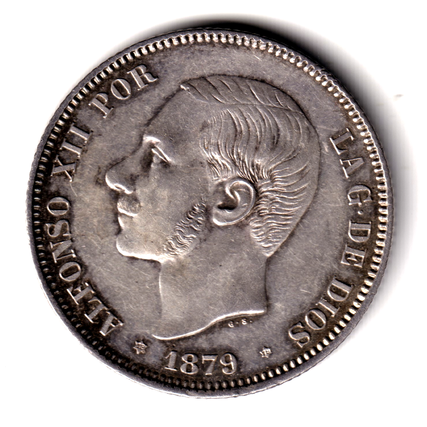 2 pesetas ESPAÑA 1879 - Alfonso XII *18* *79* brillo original