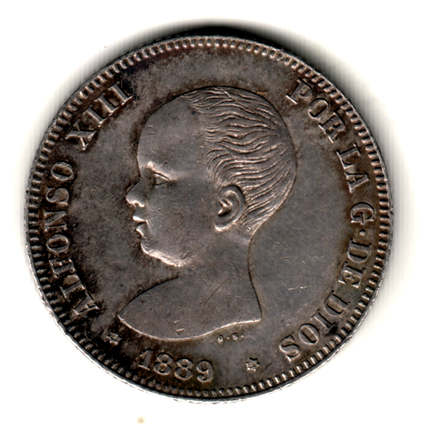 2 pesetas ESPAÑA 1889 - MP.M. *18**89* Rey Alfonso XIII