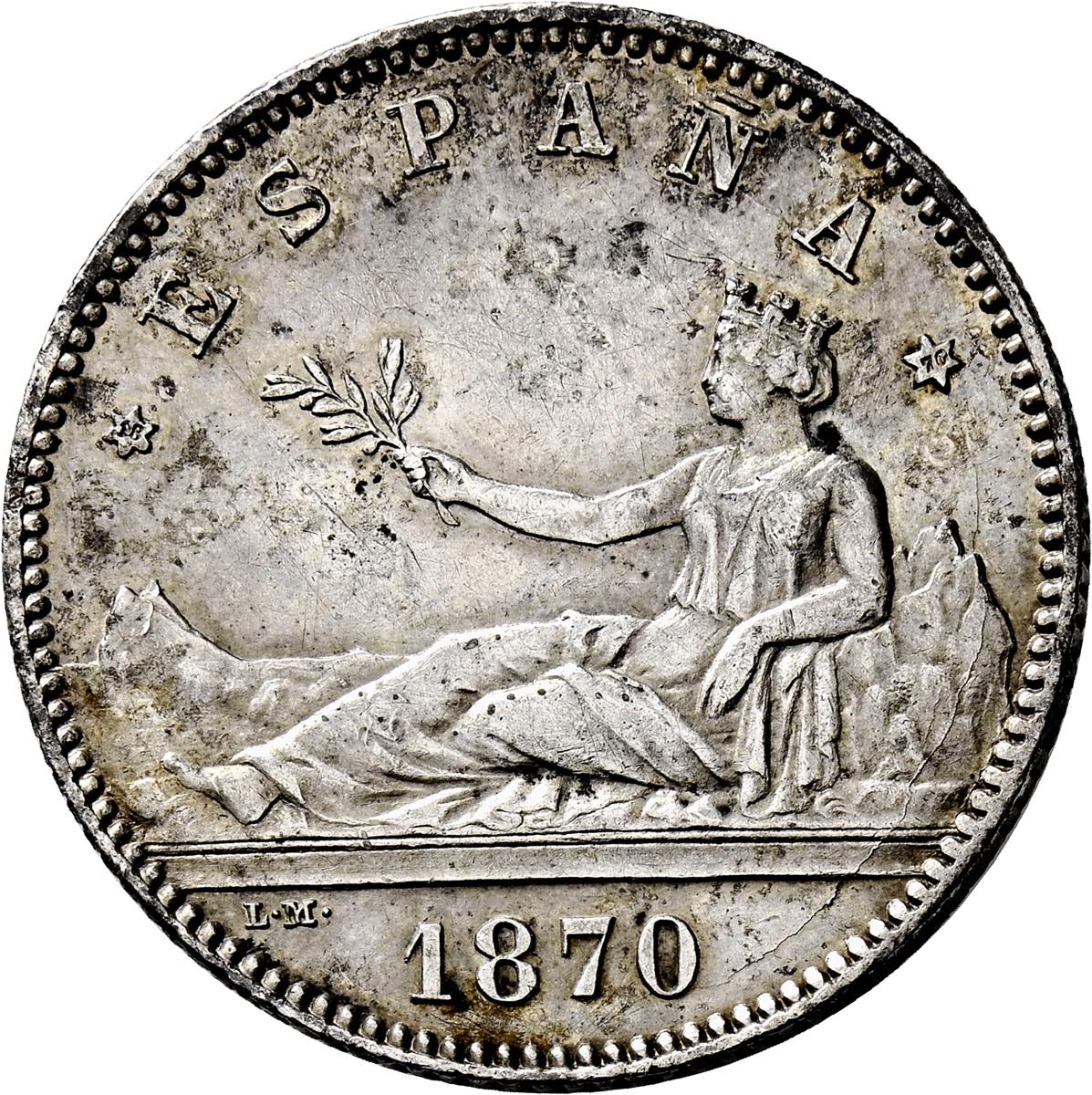 1 peseta ESPAÑA 1870 - SN.M *18**70* GOBIERNO PROVISIONAL