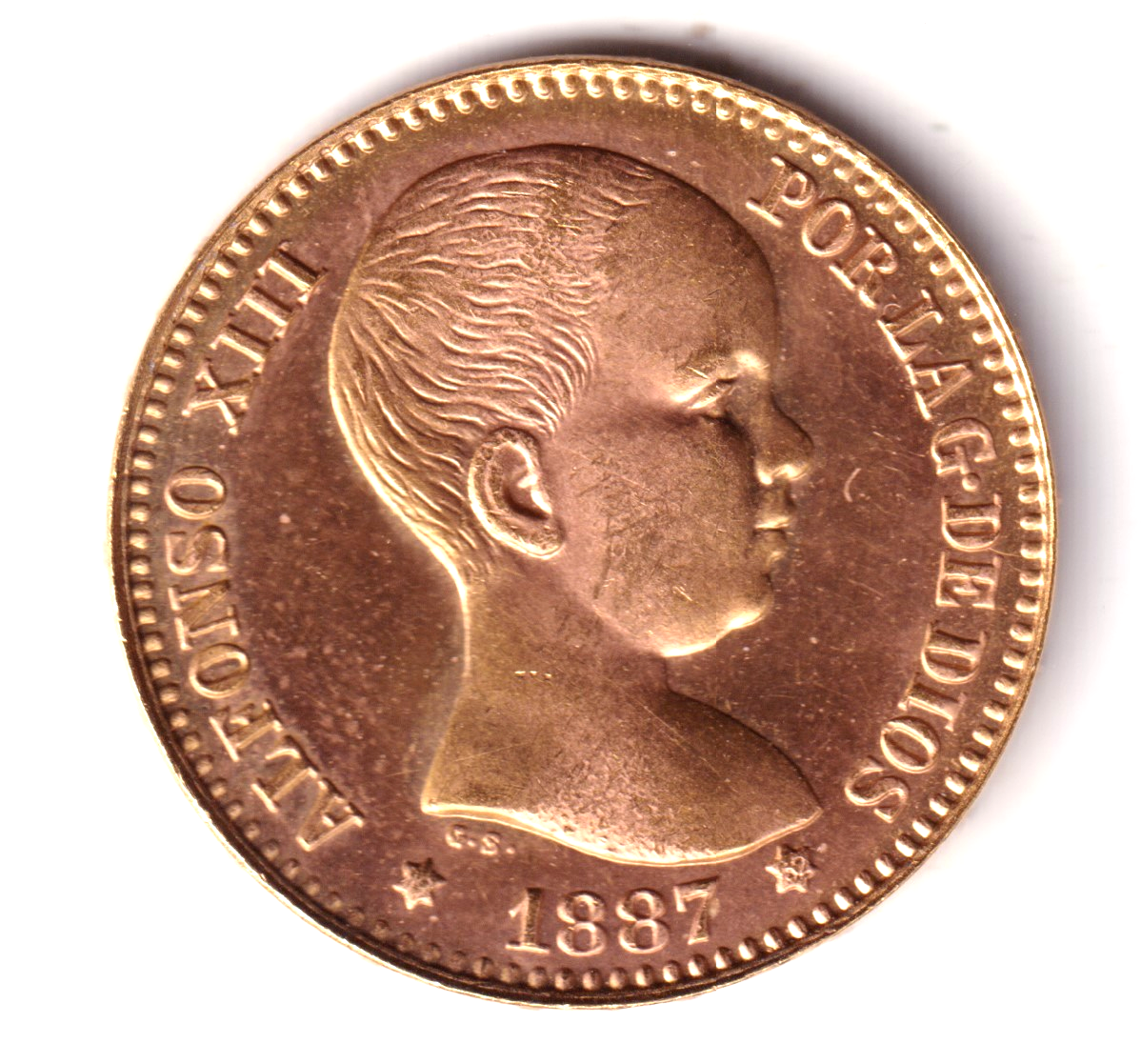 20 pesetas oro ESPAÑA 1887 *19 *62* reacuñación Oficial 1962 Franco S/C