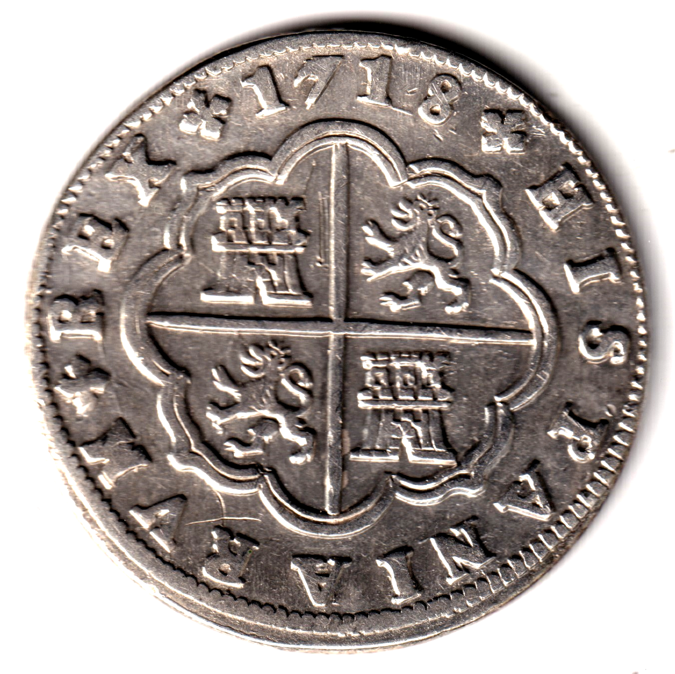 2 Reales plata 1718 J Segovia - Rey España Felipe V