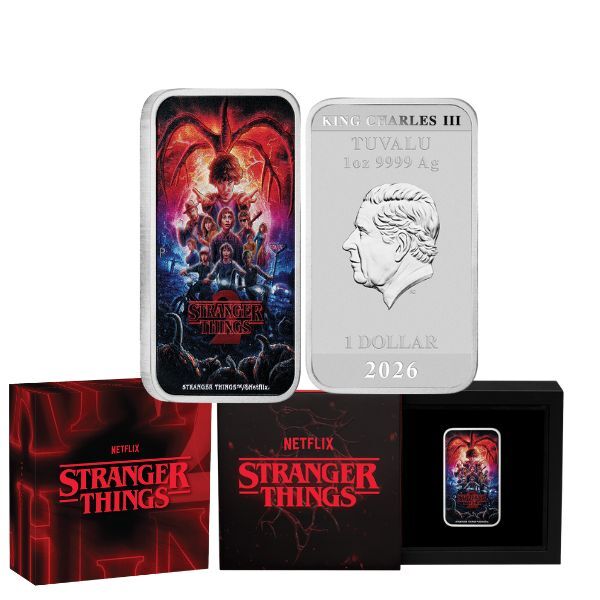 Dollar 2026 Tuvalu BU teñido 1 Oz Ag, Stranger Things - Temporada 3