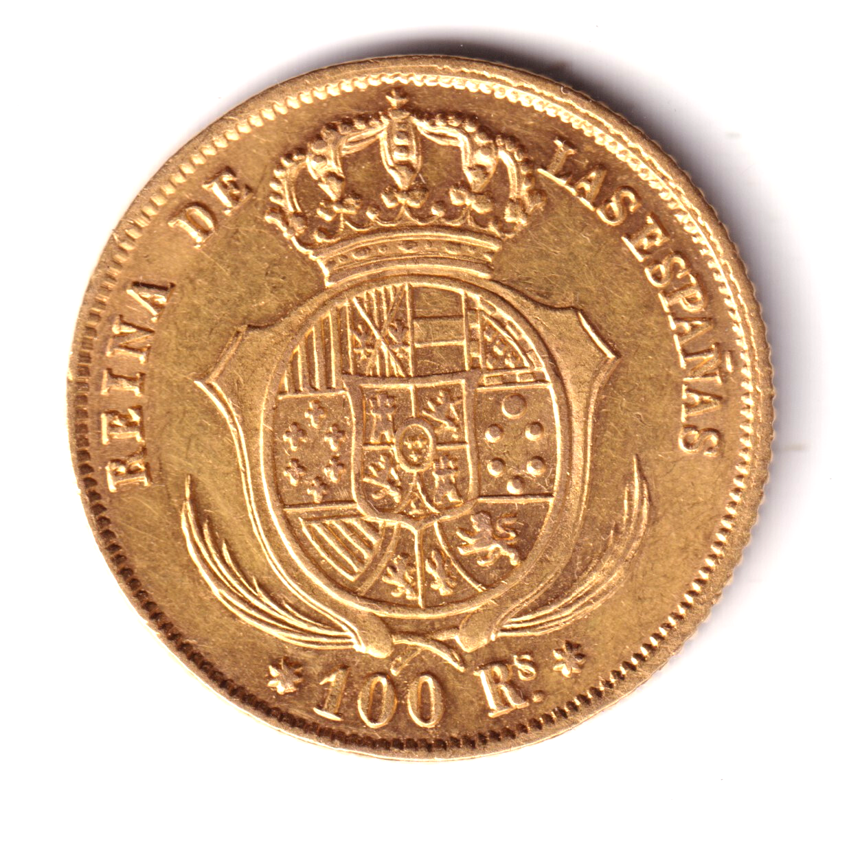 100 reales oro ESPAÑA 1856 Sevilla - Reina Isabel II S/C