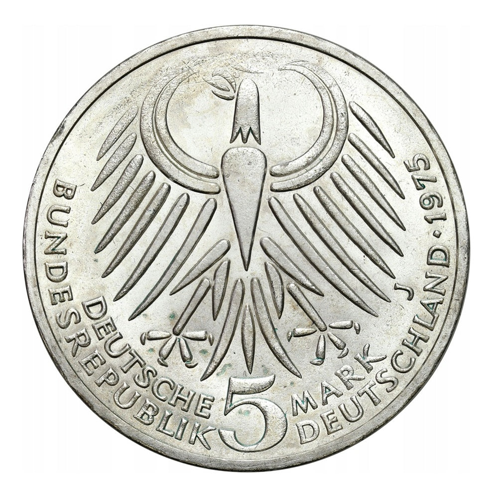 ALEMANIA 5 marcos plata 1975 J - Friedrich Ebert - 5 mark silver Germany S/C