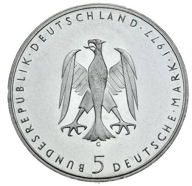 ALEMANIA 5 marcos plata 1977 S/C Heinrich von Kleist - 5 mark silver