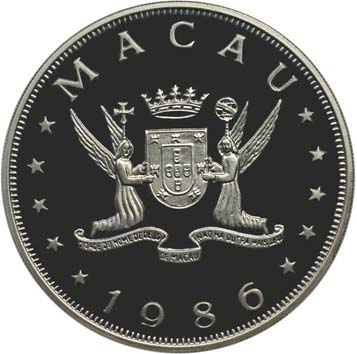 100 patacas plata MACAU 1986 - Calendario lunar AÑO DEL TIGRE  - MACAO