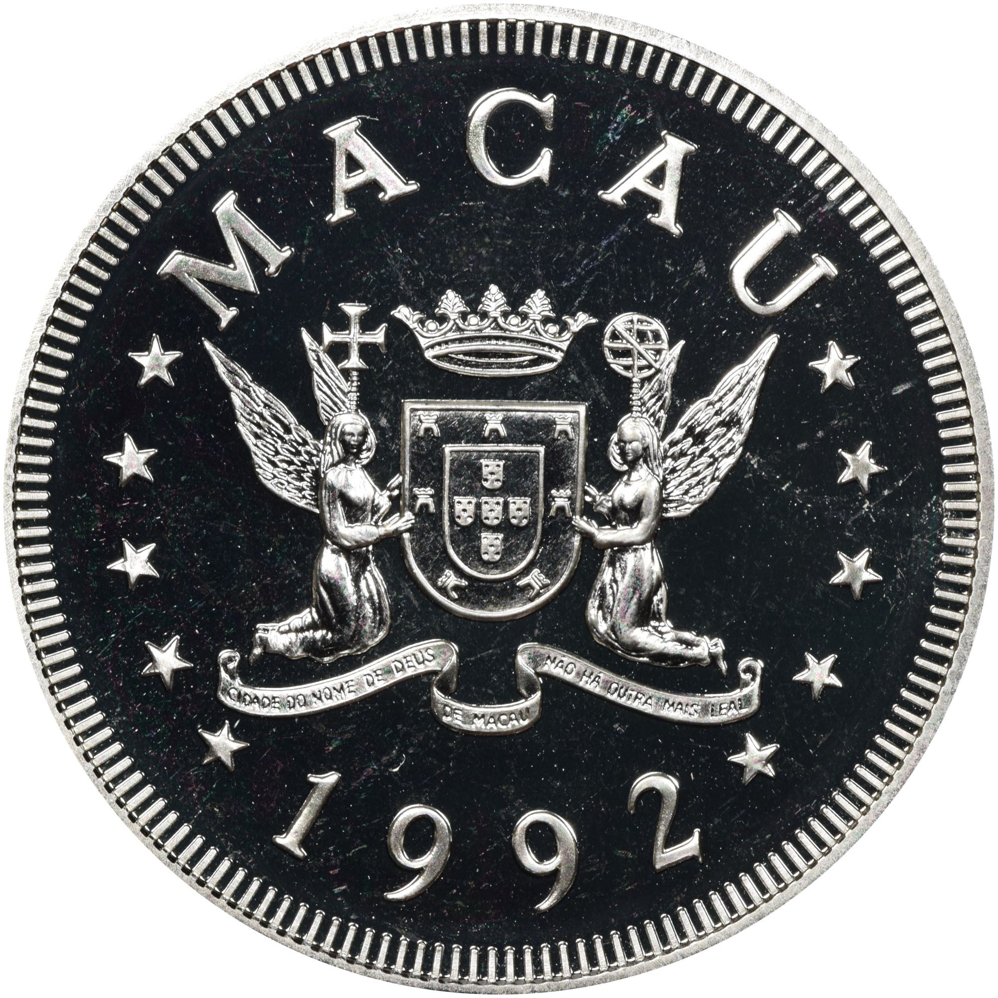 100 patacas plata MACAU 1992 - Calendario lunar AÑO DEL MONO - MACAO