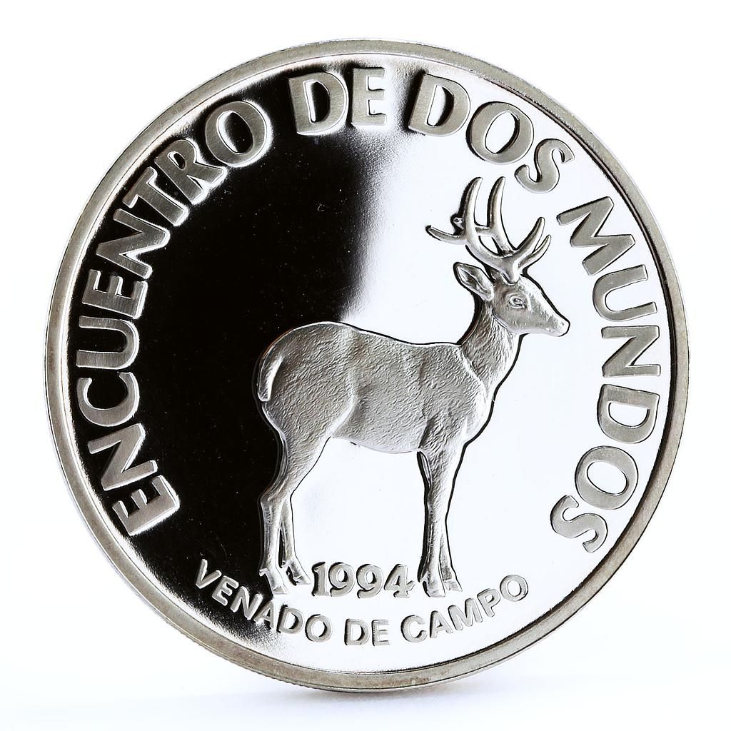 URUGUAY 200 pesos uruguayos plata 1994 VENADO DE CAMPO