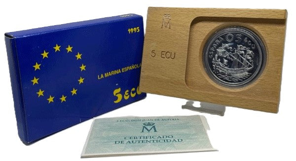 5 ecu plata ESPAÑA 1995 LA MARINA ESPAÑOLA  - 1 onza plata