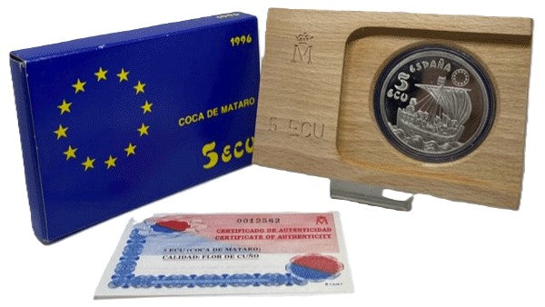 5 ecu plata ESPAÑA 1996 COCA DE MATARO - 1 onza plata