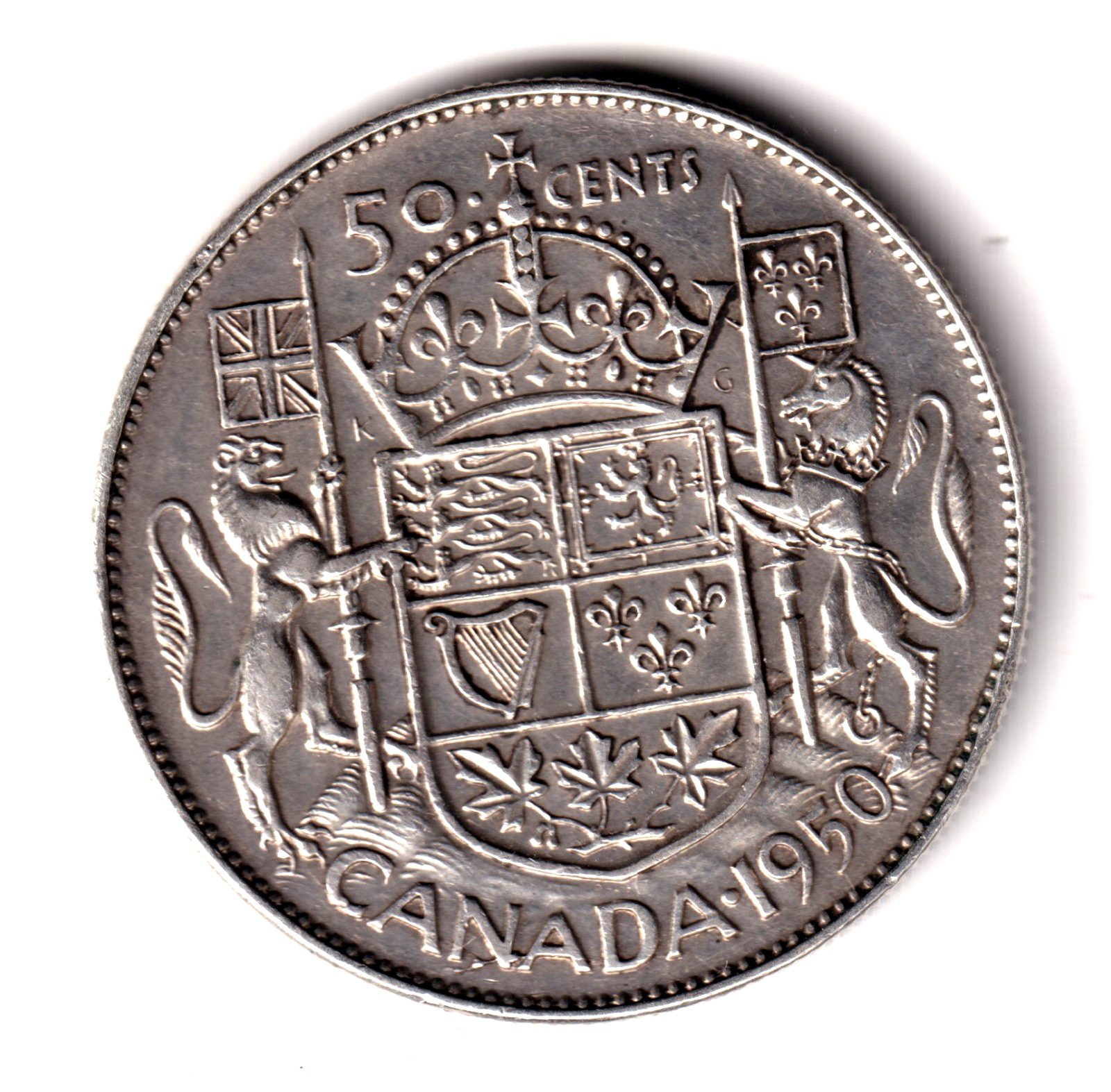 50 cents plata CANADA 1950 Rey Jorge VI