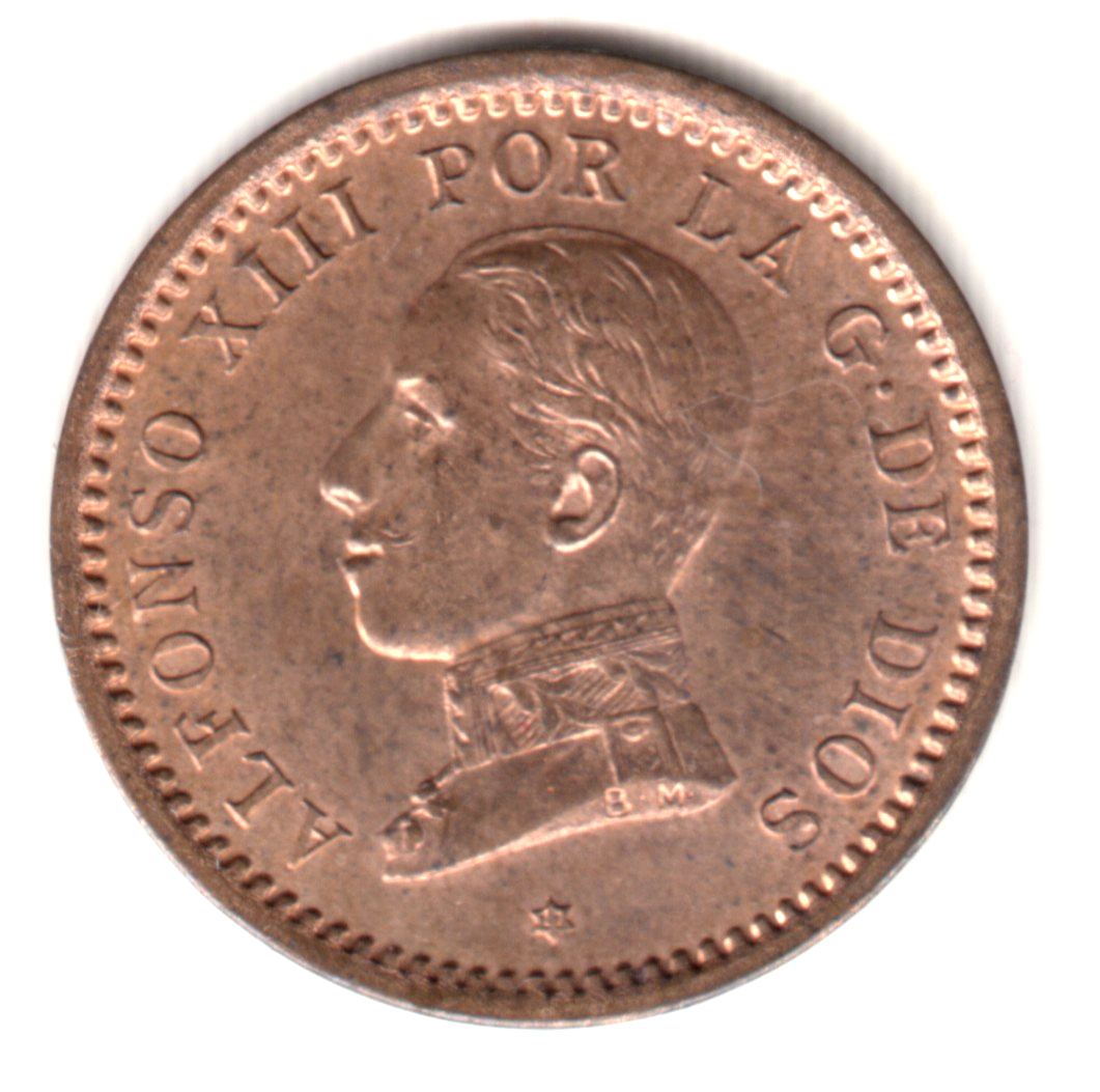 2 centimos ESPAÑA 1911 PC. V *11* Alfonso XIII S/C  Brillo original