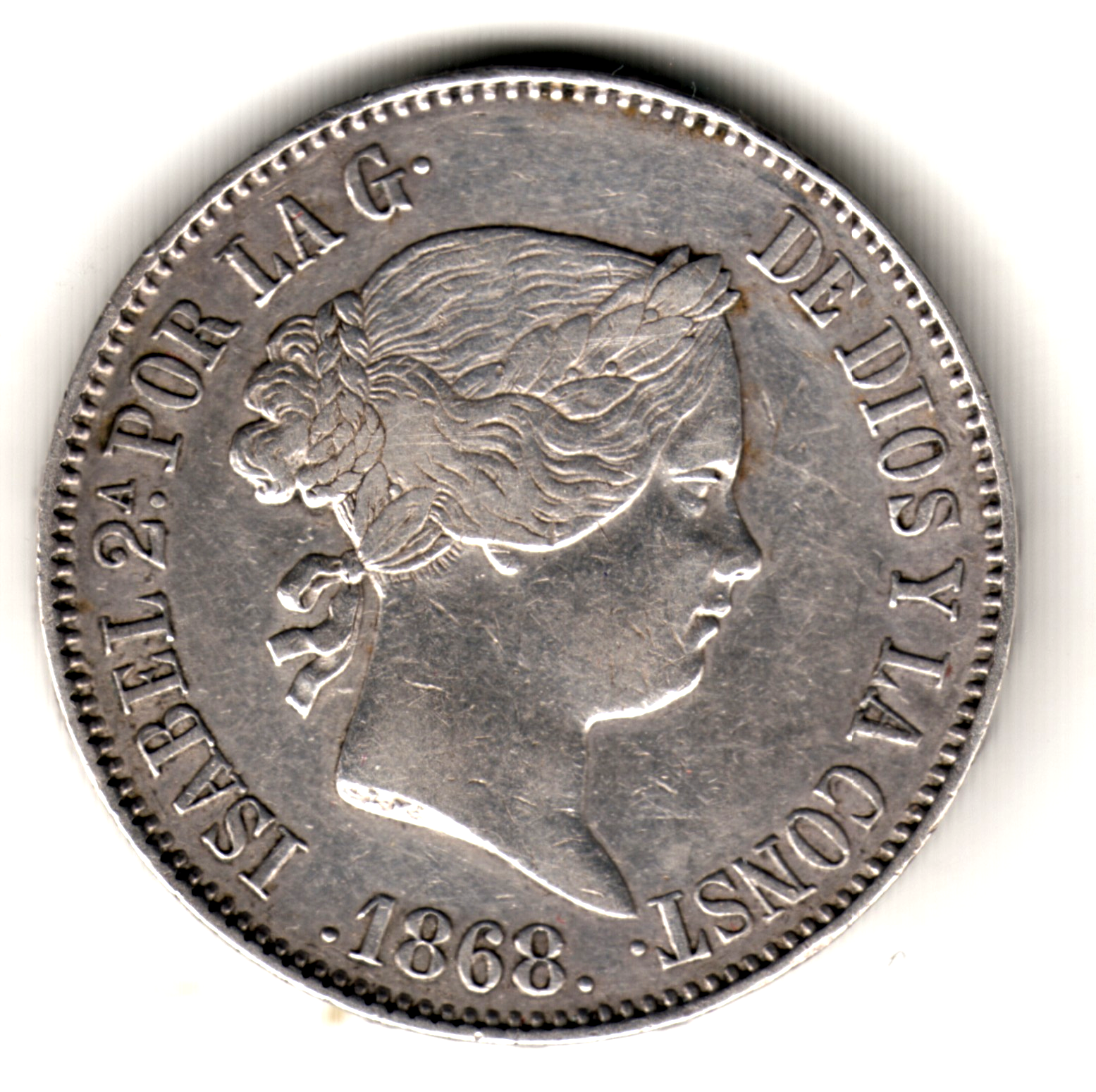1 escudo plata ESPAÑA 1868 - Isabel II Madrid