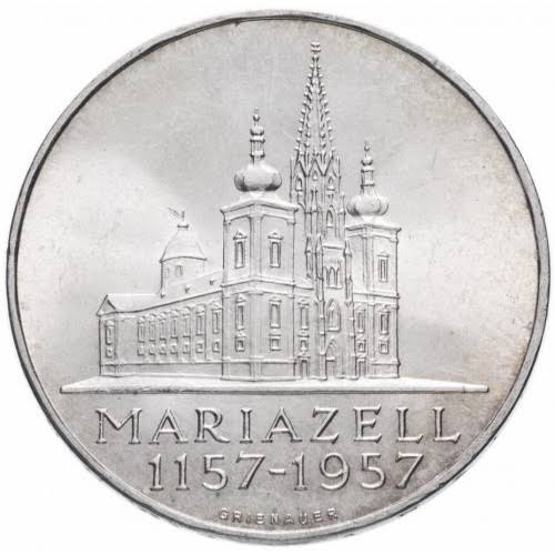 AUSTRIA 25 schilling plata 1957  Basílica de Mariazell