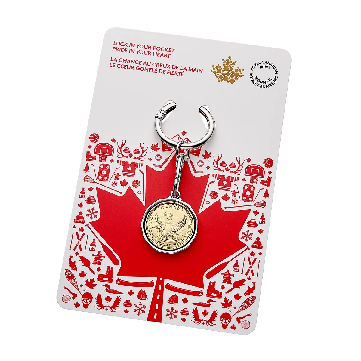 CANADA Llavero de la Suerte - con autentica moneda 1 dolar 2026 LUCKY LOONIE