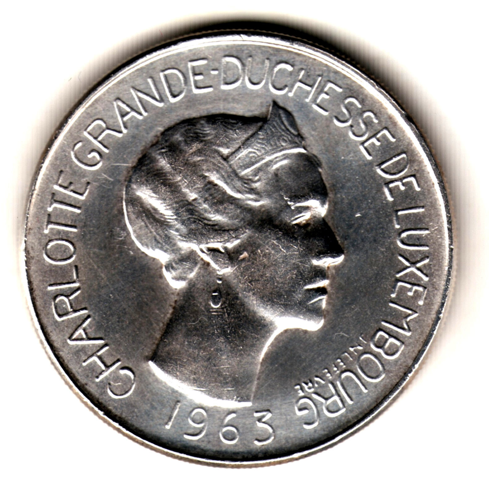 100 francs plata LUXEMBURGO 1963 - CHARLOTTE - Milenio de la ciudad