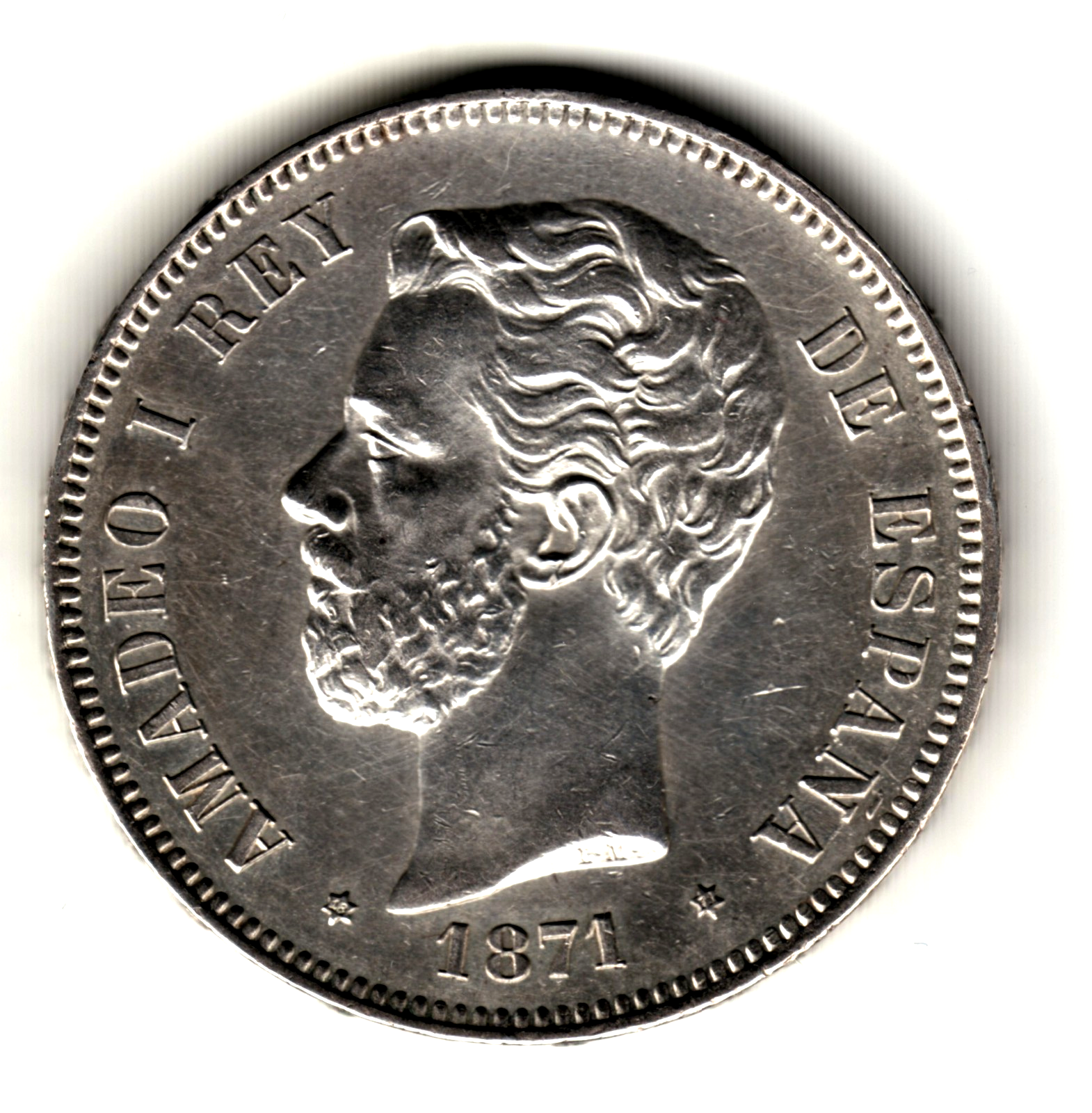 5 pesetas SPAIN 1871 - Amadeo I *71* SD. M 