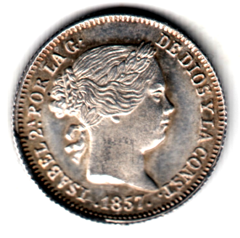 1 real ESPAÑA 1857 Sevilla - Isabel II - sin circular - muy bella