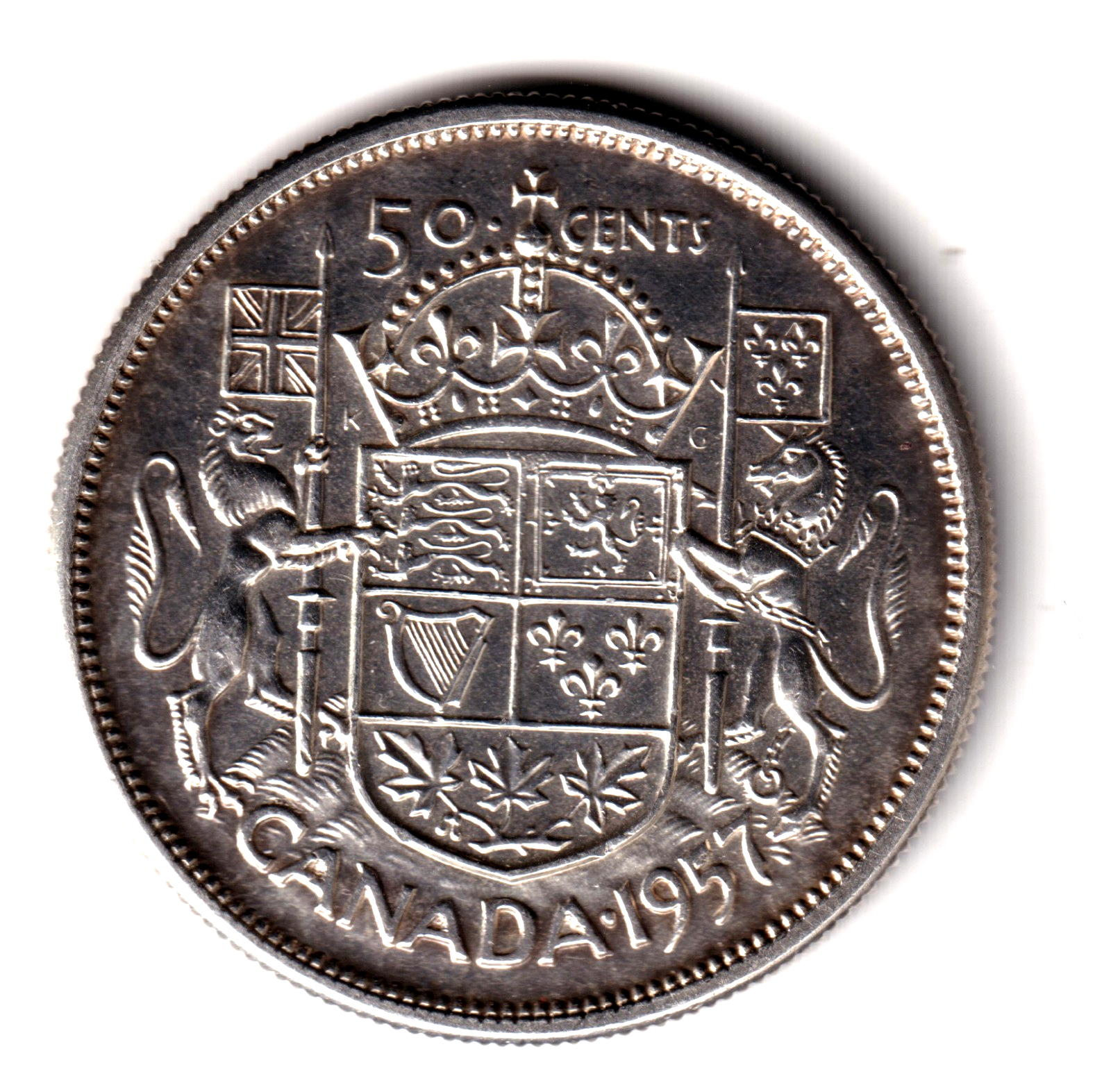 50 cents plata CANADA 1957 Reina Isabel II