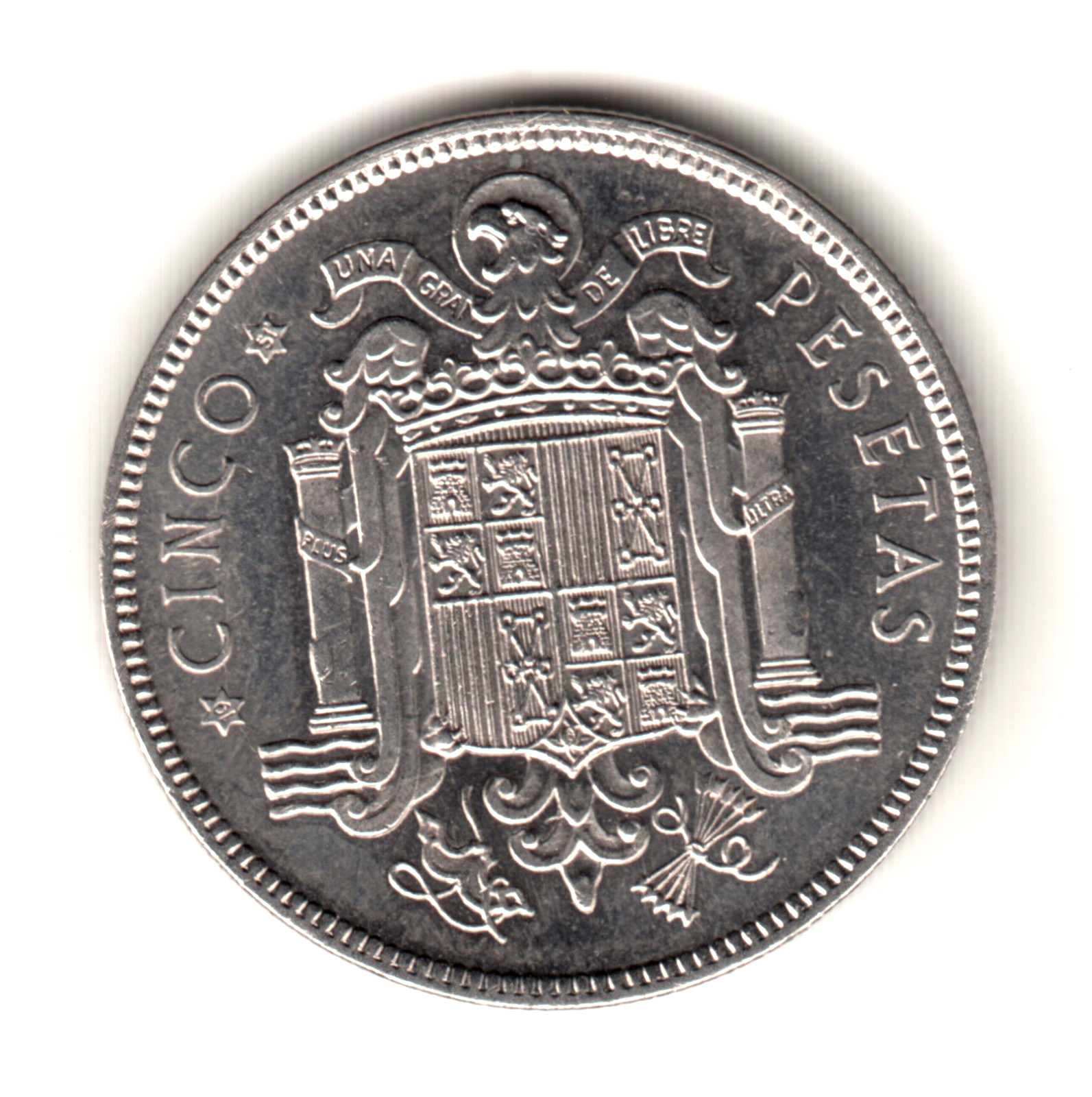 5 pesetas ESPAÑA 1949 - Franco *51* (1951) muy raro