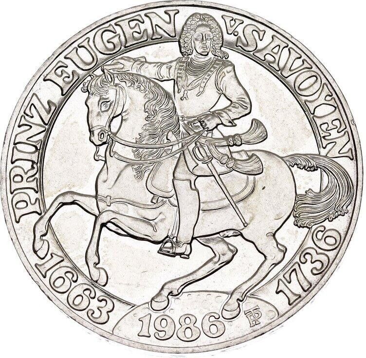 AUSTRIA 500 schilling plata 1986  PRINCIPE EUGENIO DE SABOYA