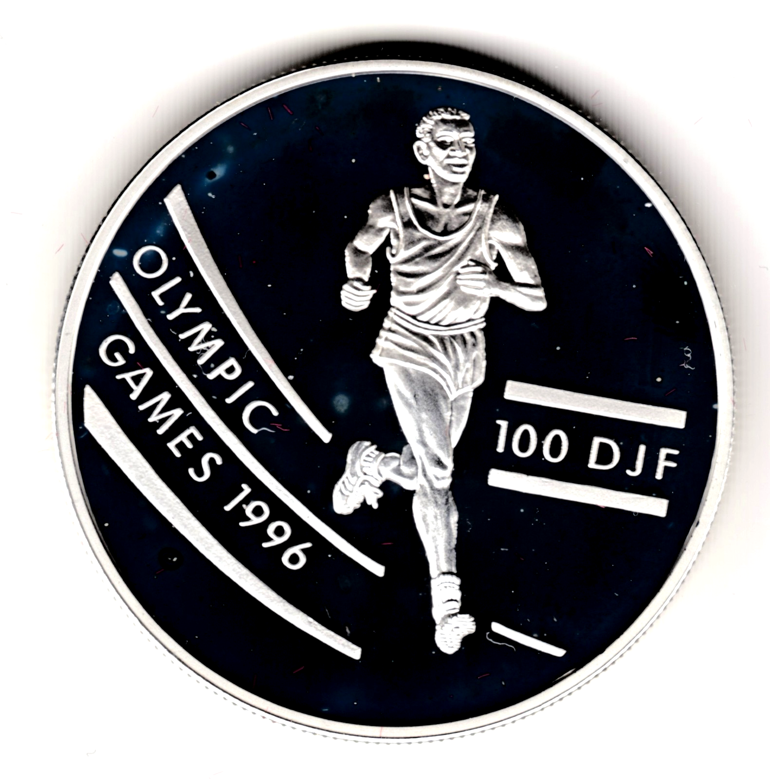 100 francs plata YIBUTI - 1994 - Olimpiadas 1996