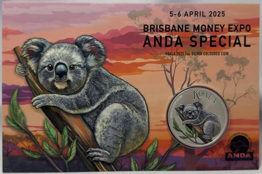 AUSTRALIA 1 dollar plata 2025 KOALA color BRISBANE MONEY EXPO - ANDA SPECIAL