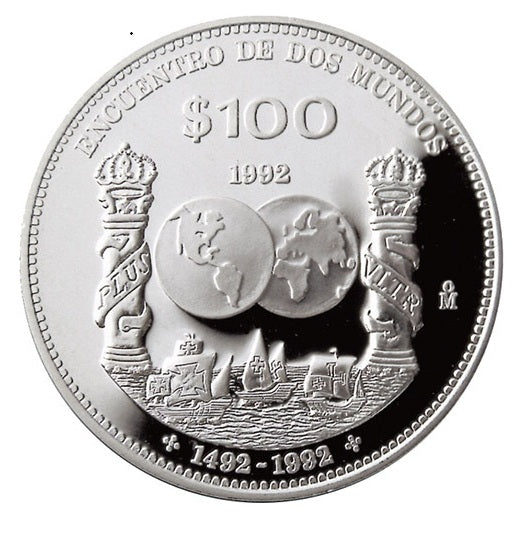 100 pesos plata 1991 MEXICO - Encuentro entre dos mundos