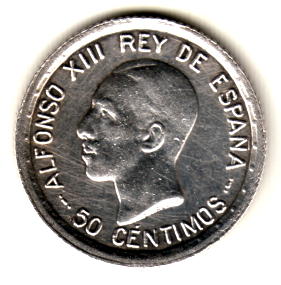 50 centimos ESPAÑA 1926 PC.S. Rey Alfonso XIII S/C