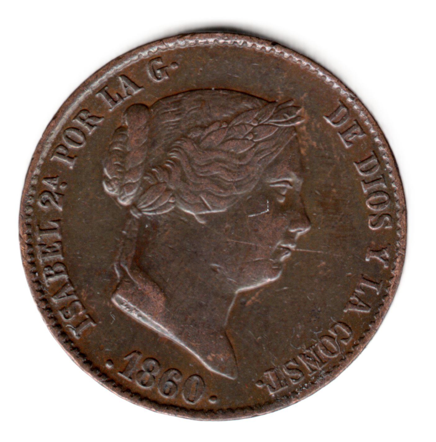 25 centimos de real ESPAÑA 1860 - Isabel II SEGOVIA - un cuartillo