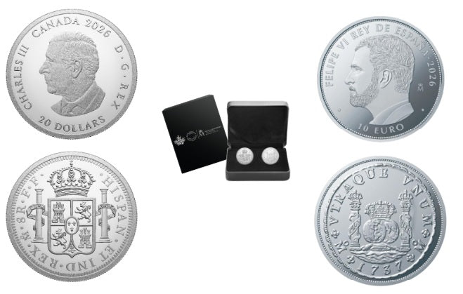 Estuche plata Historia de la Moneda Canadiense: El Dólar Español