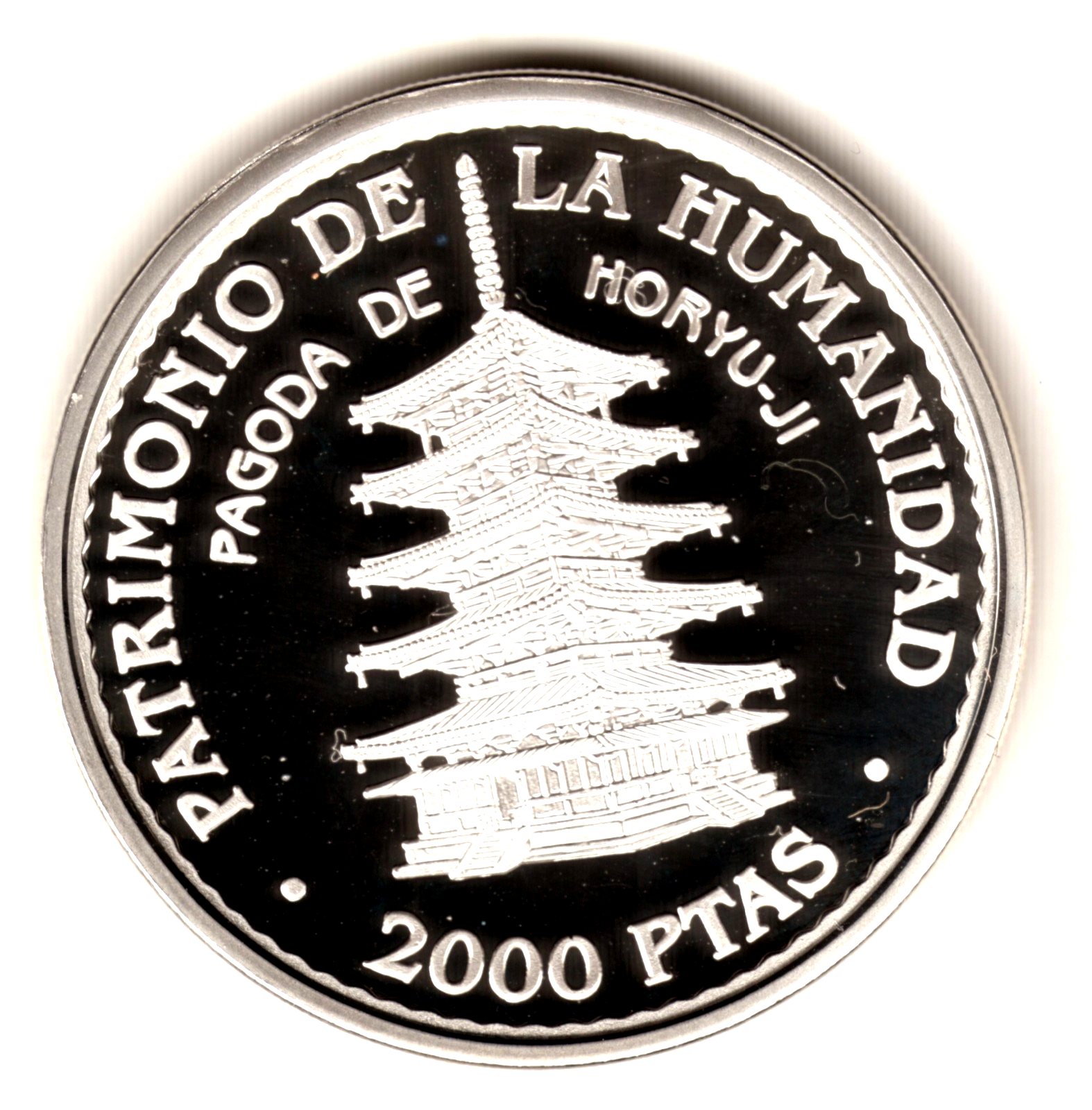 2000 pesetas plata ESPAÑA 1997 PAGODA DE HORYU-JI   UNESCO