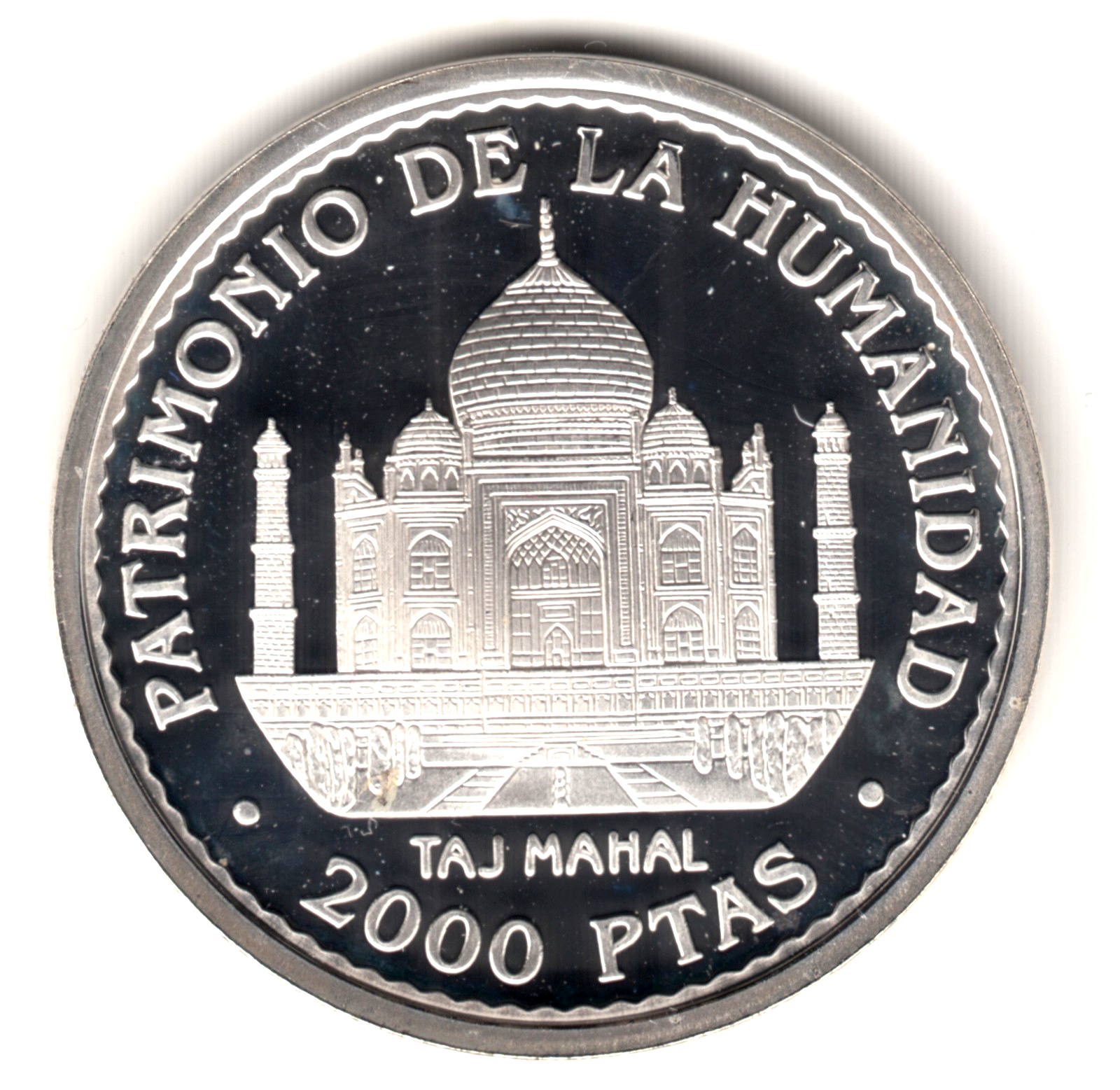 2000 pesetas plata ESPAÑA 1996 - TAJ MAHAL -  UNESCO